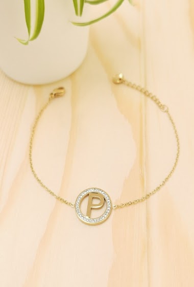 Wholesaler Glam Chic - Stainless steel alphabet letter P bracelet