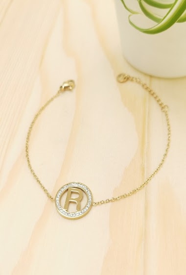 Wholesaler Glam Chic - Stainless steel alphabet letter R bracelet