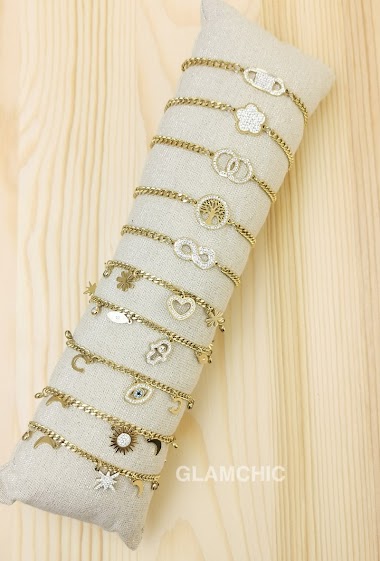 Grossiste Glam Chic - Bracelet lot de 10 pièces avec boudin en acier inoxydable