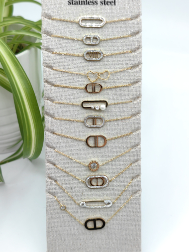 Grossiste Glam Chic - Bracelet lot de 12 modèles avec présentoir en acier inoxydable