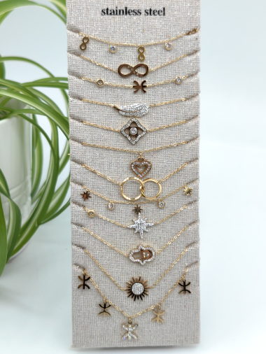 Grossiste Glam Chic - Bracelet lot de 12 modèles avec présentoir en acier inoxydable