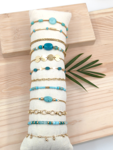 Grossiste Glam Chic - Bracelet lot de 12 pièces avec boudin en acier inoxydable