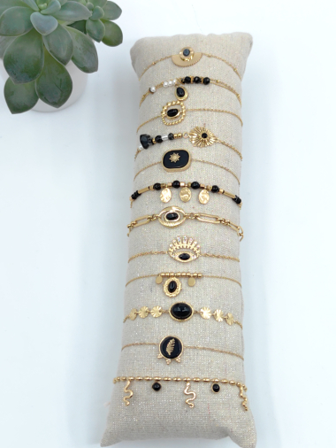 Großhändler Glam Chic - Armband-Set bestehend aus 12 Stück mit Edelstahlperle