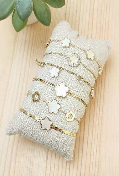Wholesaler Glam Chic - Bracelet set of 6 Flower in stainless steel