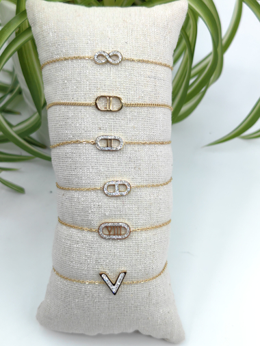 Grossiste Glam Chic - Bracelet lot de 6 modèles avec coussin en acier inoxydable