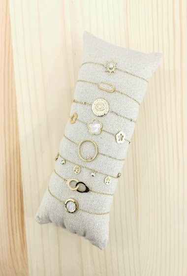 Grossiste Glam Chic - Bracelet lot de 8 avec coussin en acier inoxydable