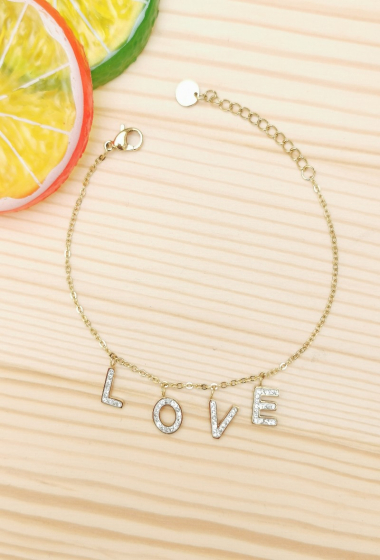 Wholesaler Glam Chic - LOVE bracelet with rhinestones in stainless steel
