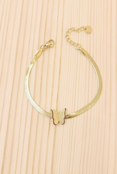 Wholesaler Glam Chic - Stainless Steel Butterfly Snake Chain Bracelet