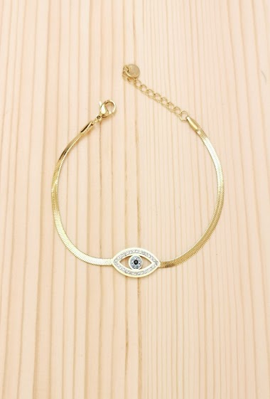 Grossiste Glam Chic - Bracelet maille serpent avec oeil en acier inoxydable