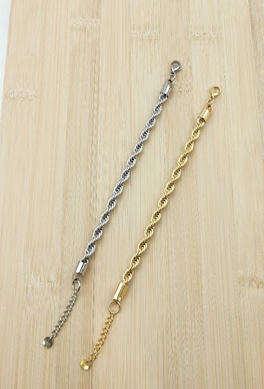 Grossiste Glam Chic - Bracelet maille torsadée en acier inoxydable