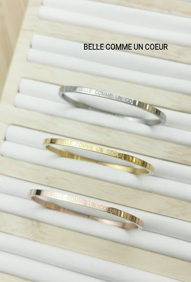Großhändler Glam Chic - BELLE COMME UN COEUR message bangle in stainless steel