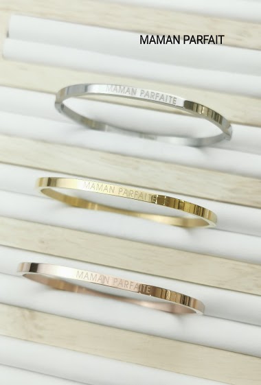 Großhändler Glam Chic - MAMAN PARFAITE message bracelet bangle in stainless steel