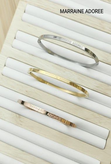Wholesaler Glam Chic - MARRAINE ADOREE message bracelet bangle in stainless steel