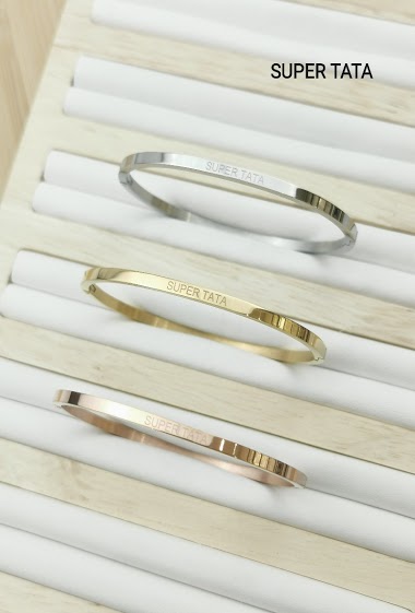 Wholesaler Glam Chic - SUPER TATA message bangle in stainless steel