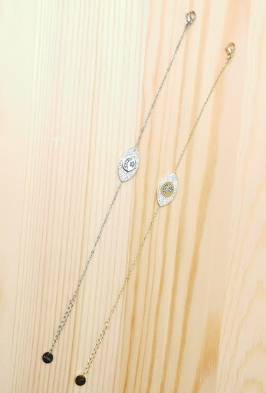 Wholesaler Glam Chic - Eye bracelet with rhinestones in stainless steel