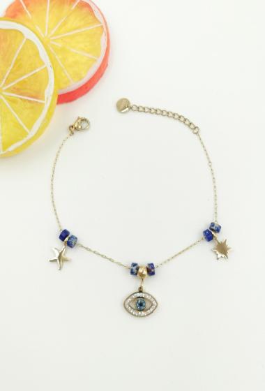 Wholesaler Glam Chic - Eye bracelet and pendants with stainless steel beads