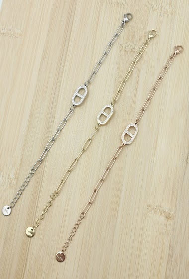 Wholesaler Glam Chic - Stainless steel rhinestone oval bracelet
