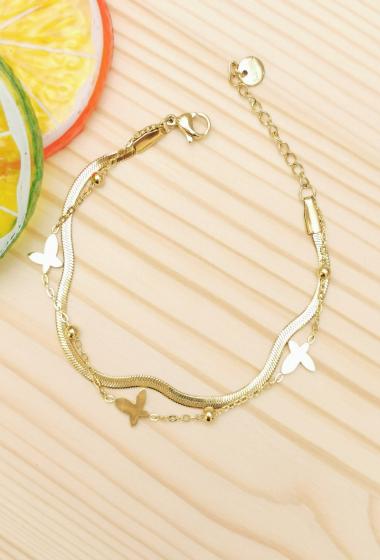 Wholesaler Glam Chic - Double Chain Butterfly Bracelet