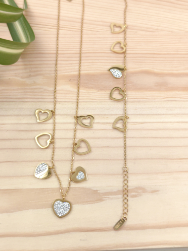 Wholesaler Glam Chic - Stainless steel heart pendant bracelet