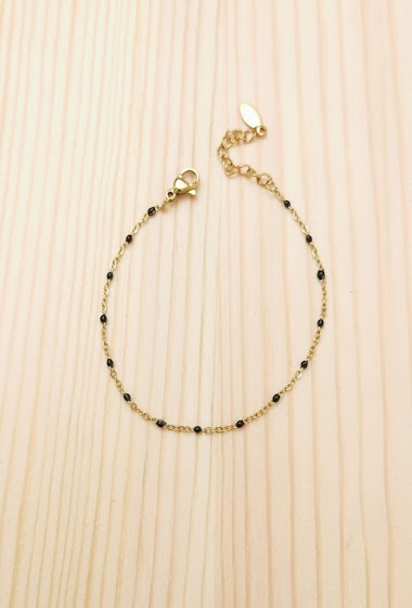 Grossiste Glam Chic - Bracelet perle de couleur en acier inoxydable