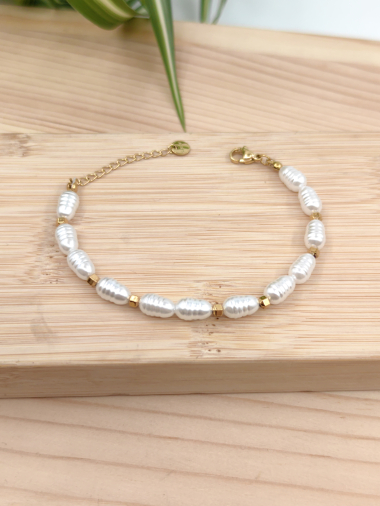 Grossiste Glam Chic - Bracelet perle en acier inoxydable