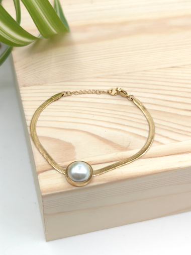 Grossiste Glam Chic - Bracelet perle rond en acier inoxydable