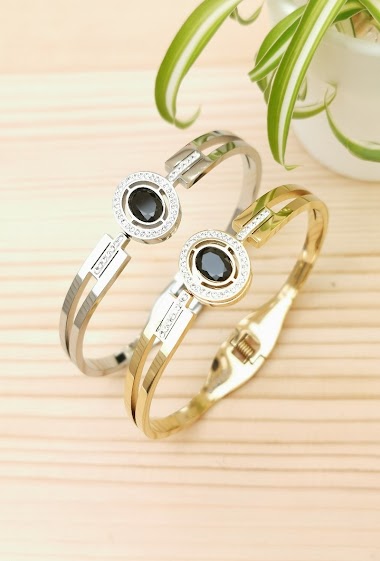 Wholesaler Glam Chic - Rigid bracelet with stone in stainless steel