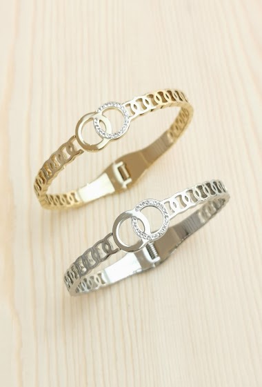 Grossiste Glam Chic - Bracelet rigide double cercle en acier inoxydable