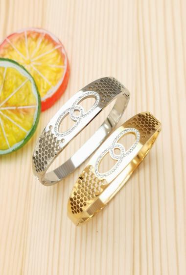 Wholesaler Glam Chic - Rigid bracelet double oval in rhinestones