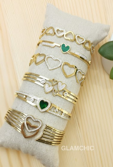 Großhändler Glam Chic - Rigid bracelet set of 6 in stainless steel