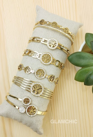 Großhändler Glam Chic - Rigid bracelet set of 6 in stainless steel