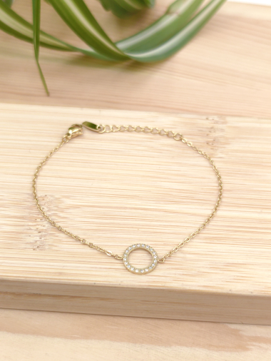 Wholesaler Glam Chic - Round bracelet with rhinestones set in stainless steel