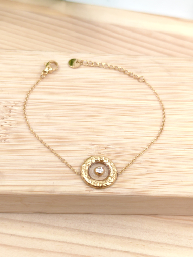 Grossiste Glam Chic - Bracelet rond transparent en acier inoxydable