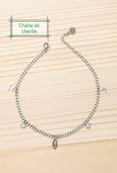 Wholesaler Glam Chic - Charm anklet with stainless steel eye