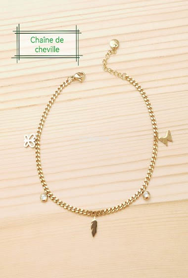 Großhändler Glam Chic - Charm anklet with butterfly in stainless steel