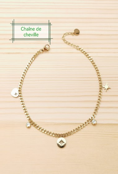 Mayorista Glam Chic - Stainless Steel Star Charm Anklet