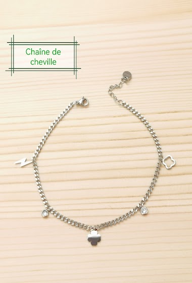 Mayorista Glam Chic - Stainless Steel Clover Charm Anklet