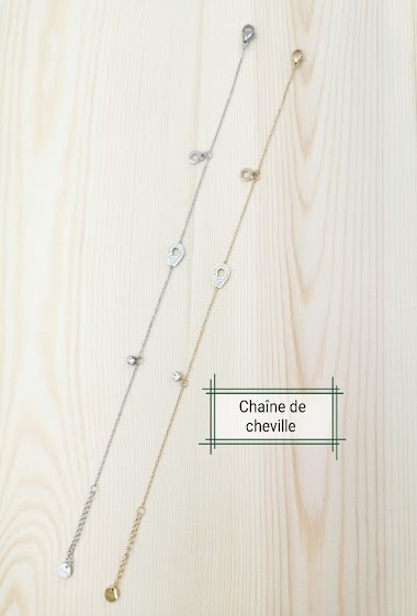 Wholesaler Glam Chic - Stainless Steel Rhinestone Handcuff Ankle Chain