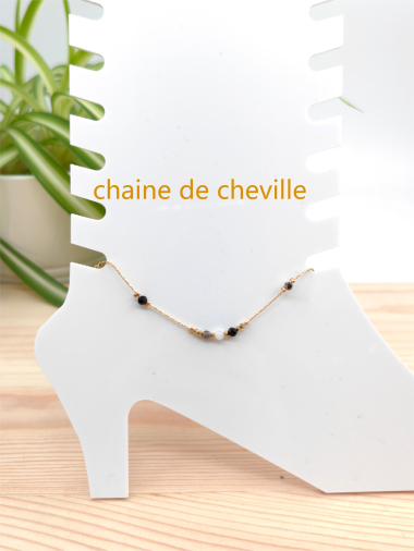 Grossiste Glam Chic - Chaine de cheville perle couleur en acier inoxydable