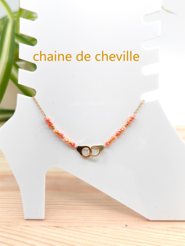 Grossiste Glam Chic - Chaine de cheville perle couleur en acier inoxydable