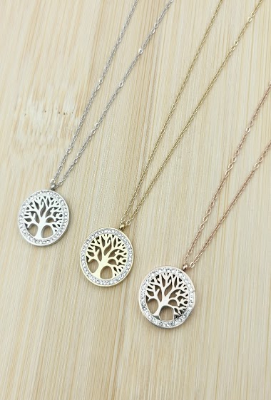 Großhändler Glam Chic - Stainless steel tree of life necklace