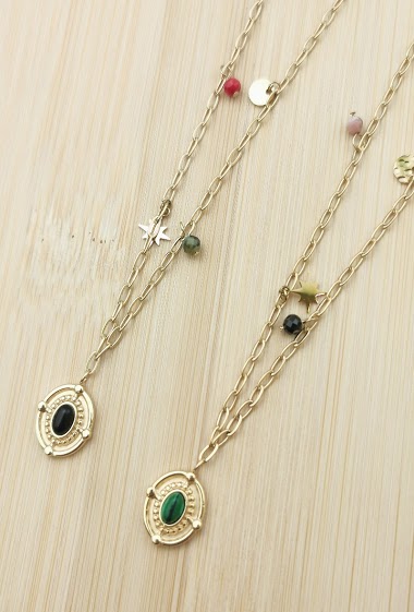 Wholesaler Glam Chic - Necklace with natural stone in stainless steel