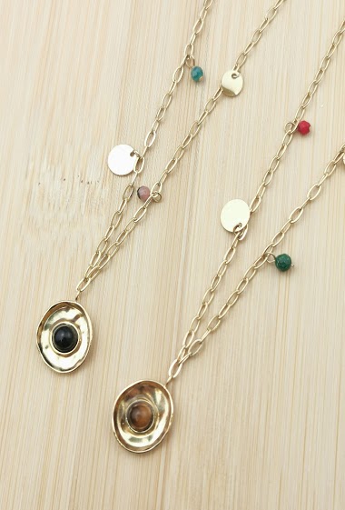 Wholesaler Glam Chic - Necklace with natural stone in stainless steel