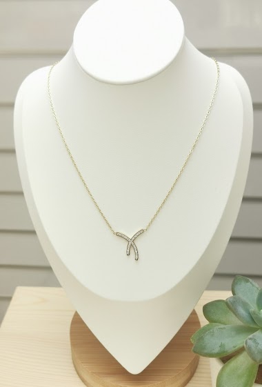 Wholesaler Glam Chic - Necklace with rhinestones in stainless steel