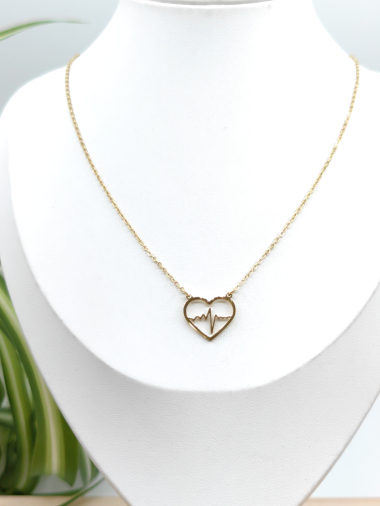 Wholesaler Glam Chic - Stainless steel heartbeat necklace