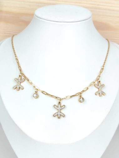 Wholesaler Glam Chic - Berber necklace with rhinestones in stainless steel