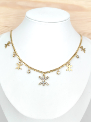 Wholesaler Glam Chic - Berber charm necklace with stainless steel rhinestones