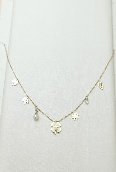 Wholesaler Glam Chic - Stainless Steel Clover Charm Necklace