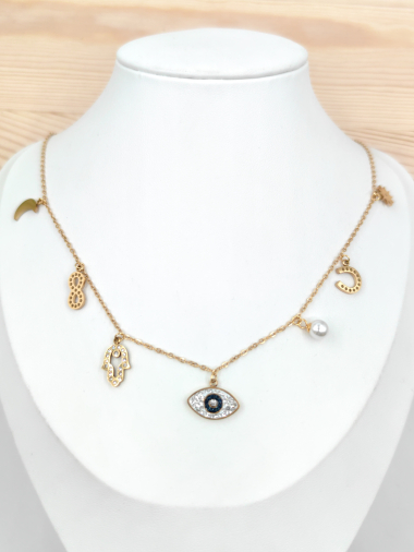 Wholesaler Glam Chic - Stainless steel eye charm necklace