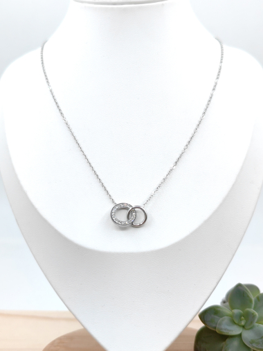 Wholesaler Glam Chic - Circle necklace with rhinestones in stainless steel